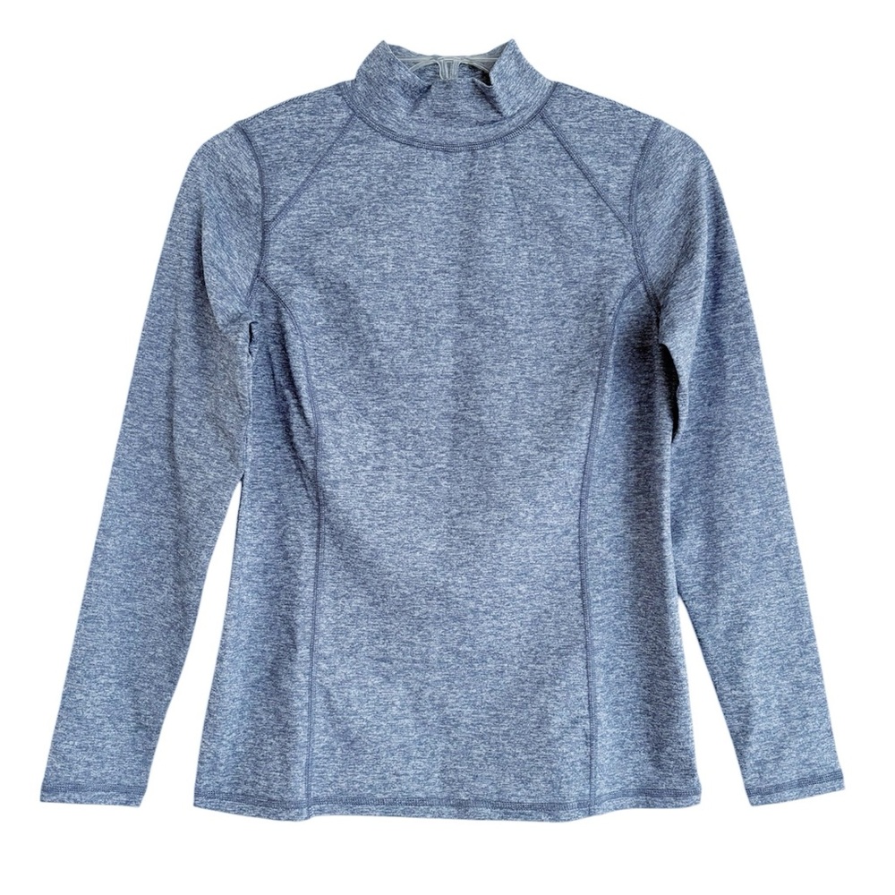 QVC Zuda Blue Space Dye Long Sleeve Mock-Neck Top Size Small  Athletic Wear New